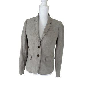 J.Crew Grey Lined Herringbone Schoolboy Womens Blazer Size 4